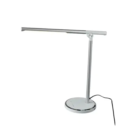 LED stolní lampy ACA Lighting stolní lampa LED 7W stříbrná + bílá CCT 300LM stmívatelná + dotykový spínač + USB nabíjení DEGAS SF1816LEDS