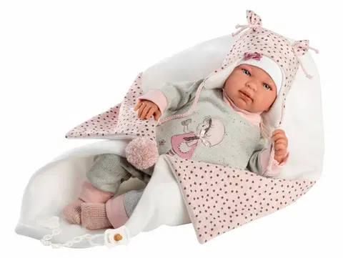 Hračky panenky LLORENS - 84460 NEW BORN - realistická panenka miminko se zvuky a měkkým látkovým tělem - 44