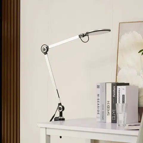 Stolní lampy a lampičky s klipem Lindby Lindby Nyxaris LED svítidlo, CCT, stříbrná