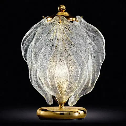 Stolní lampy na noční stolek Novaresi Skleněná stolní lampa Foglie ze skla Murano