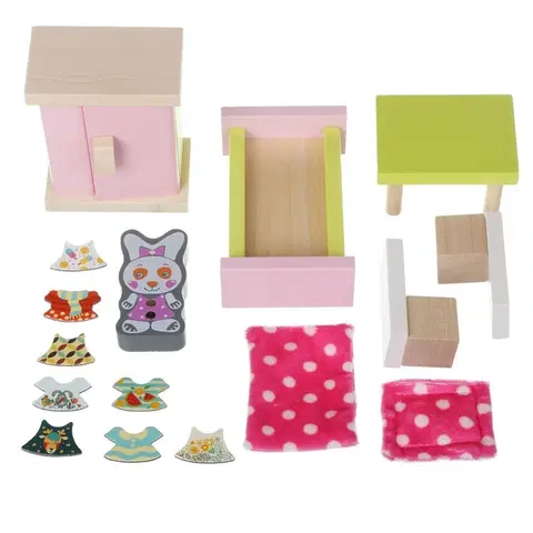 Hračky panenky CUBIKA - Cubik 12640 Pokoj - dřevěný nábytek pro panenky