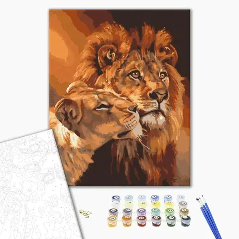 Zvířata Malování podle čísel zamilované lvi