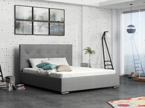 Postele Čalouněná postel DANGELO 1 160x200 cm, šedá látka