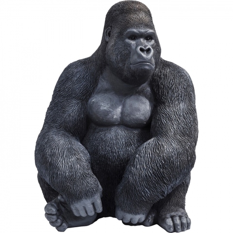 Sošky exotických zvířat KARE Design Soška Gorila sedící Černá 76cm