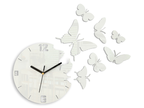 Nalepovací hodiny ModernClock 3D nalepovací hodiny Butterflies bílé