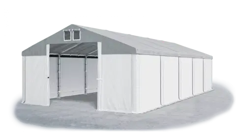 Zahrada Skladový stan 5x10x2,5m střecha PVC 560g/m2 boky PVC 500g/m2 konstrukce ZIMA PLUS Bílá Šedá Bílá