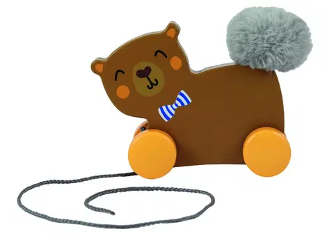 Hračky TREFL - Dřevěná hračka medvídek na provázku