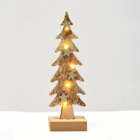 LED osvětlení na baterie ACA Lighting dřevěná dekorace vánoční stromek hnědý malý 5 LED na baterie (2xAA) teplá bílá IP20 9.5x6x31cm XTREBWW313A