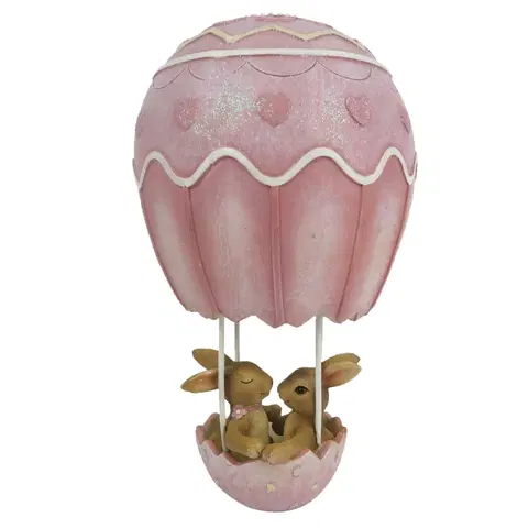 Velikonoční dekorace Dekorace králíčků v horkovzdušném balónu - 11*11*19 cm Clayre & Eef 6PR3287
