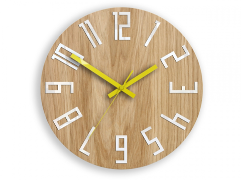 Hodiny ModernClock Nástěnné hodiny Slim hnědo-žluté