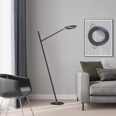 Stojací lampy Lucande Lucande Nimbe LED stojací lampa, černá, stmívač