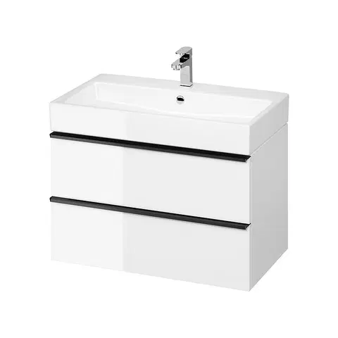 Koupelnový nábytek CERSANIT Umyvadlová skříňka VIRGO 80 bílá s černými úchyty S522-025