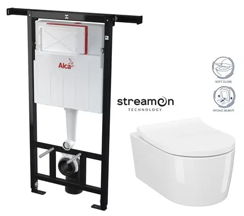 WC sedátka ALCADRAIN Jádromodul předstěnový instalační systém bez tlačítka + WC CERSANIT INVERTO + SEDÁTKO DURAPLAST SOFT-CLOSE AM102/1120 X IN1