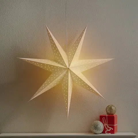 Vánoční světelná hvězda Markslöjd Hvězda Clara na zavěšení, sametový vzhled Ø 75 cm, bílá