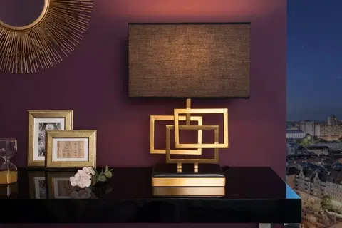 Designové a luxusní noční lampy do ložnice Estila Designová stolní lampa Tulsa zlatá