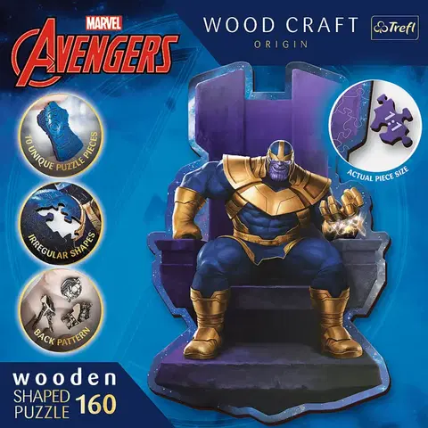 Hračky puzzle TREFL -  Dřevěné puzzle 160 dílků - Thanos na trůnu / Disney Marvel Heroes