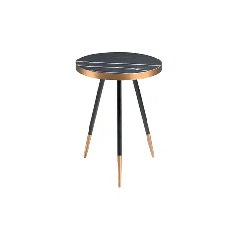 Luxusní a designové příruční stolky Estila Art-deco kulatý příruční stolek Forma Moderna černý mramor 56cm