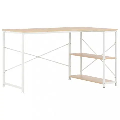 Pracovní stoly Rohový psací stůl 120x72 cm Dekorhome Bílá / dub
