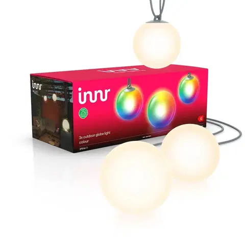 Inteligentní venkovní osvětlení Innr Lighting Innr Smart Outdoor Globe Colour LED koule sada 3ks