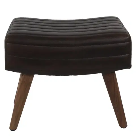 Stoličky Hnědá kožená stolička s dřevěnými nohami Minot - 49*33*41 cm Clayre & Eef 60962