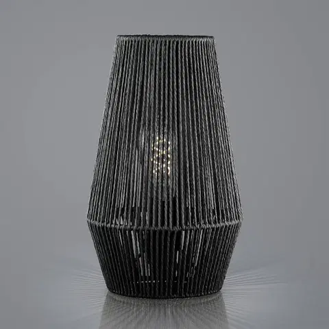Stolní lampy HELL Provazová stolní lampa z papíru, černá, Ø 20 cm