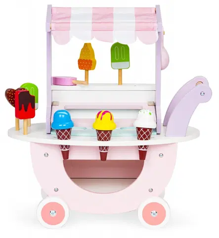 Hračky pro holky Dřevěný vozík Zmrzlinový obchod Ecotoys růžový