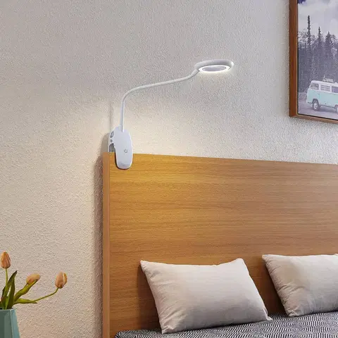 Stolní lampy a lampičky s klipem PRIOS Prios Harumi LED světlo se skřipcem, bílá
