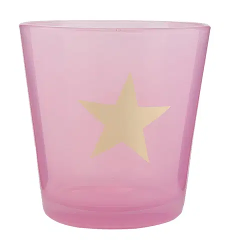 Svícny Růžový svícen na čajovou svíčku s hvězdou - Ø 10*10 cm   Clayre & Eef 6GL1547P