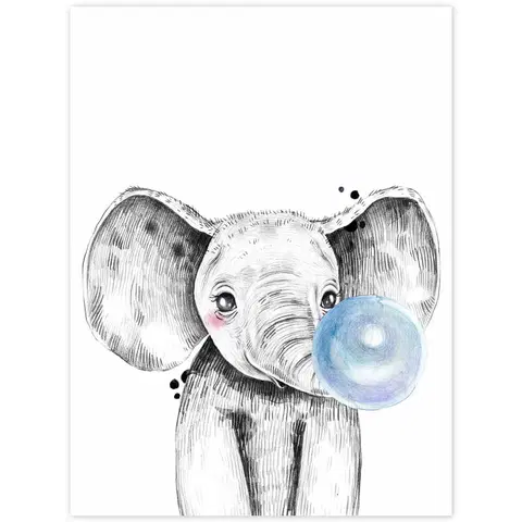 Obrazy do dětského pokoje Obraz na zeď - Slon s modrou bublinou