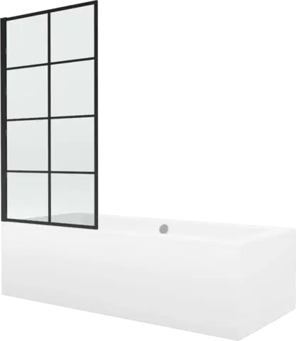 Vany Vana Mexen Cube 170x80 cm s panelem bílá + jednokřídlá zástěna pohyblivá 70 x 140 cm V černá/černá