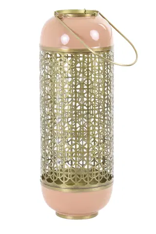 Zahradní lampy Růžovo-zlatá kovová lucerna Rohit rose - Ø 16*44 cm Light & Living 7735489