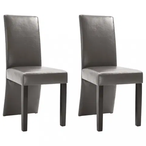 Židle Jídelní židle 2 ks umělá kůže / dřevo Dekorhome Šedá