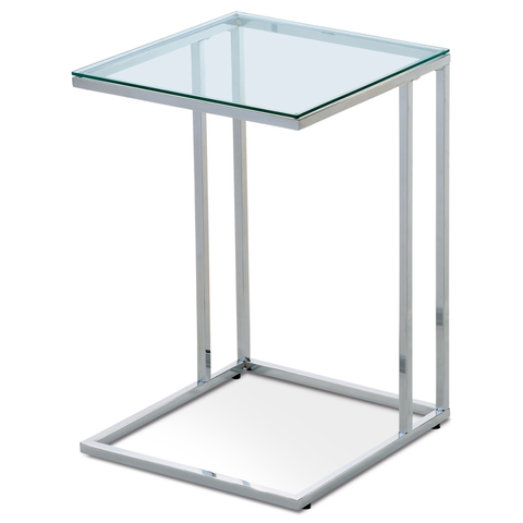 Konferenční stolky Přístavný stolek MACARIO, sklo/chrom