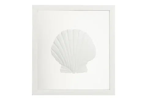Obrazy Bílý dřevěný čtvercový rámeček s mušlí - 33*4,1*35,5 cm J-Line by Jolipa 82455