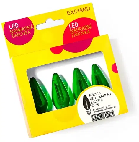 LED žárovky Exihand Blistr 4 zelená žárovky FELICIA LED FILAMENT 14V/0,2W 166100.FIL.B.ZE