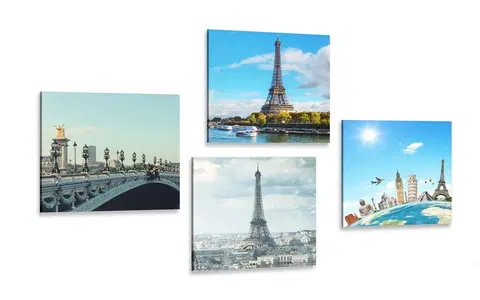 Sestavy obrazů Set obrazů výhled na Eiffelovu věž v Paříži