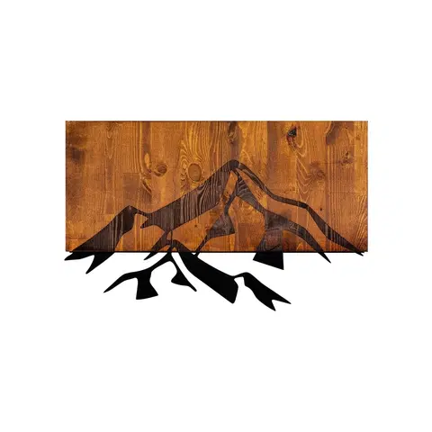 Bytové doplňky a dekorace Wallity Nástěnná dřevěná dekorace MOUNTAINS hnědá/černá