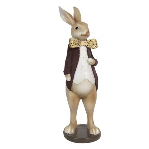 Velikonoční dekorace Veliká dekorační soška králíka se zlatým motýlkem - 18*17*54 cm Clayre & Eef 6PR3158
