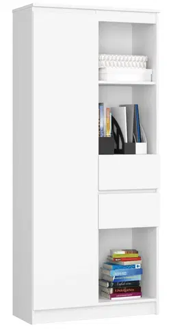 Šatní skříně Ak furniture Skříň Rexa II 80 cm bílá