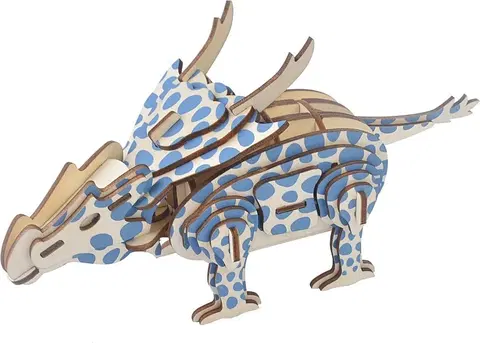 3D puzzle Woodcraft construction kit Dřevěné 3D puzzle Achelousaurus modro-hnědé
