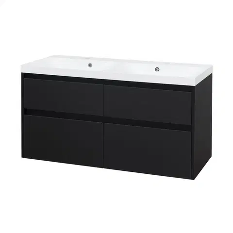 Koupelnový nábytek MEREO Opto, koupelnová skříňka s umyvadlem z litého mramoru 121 cm, černá CN943M