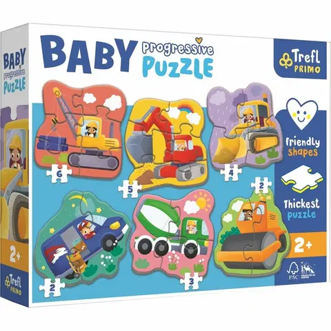 Puzzle Trefl Baby puzzle Na staveništi, 6v1 (2-6 dílků)