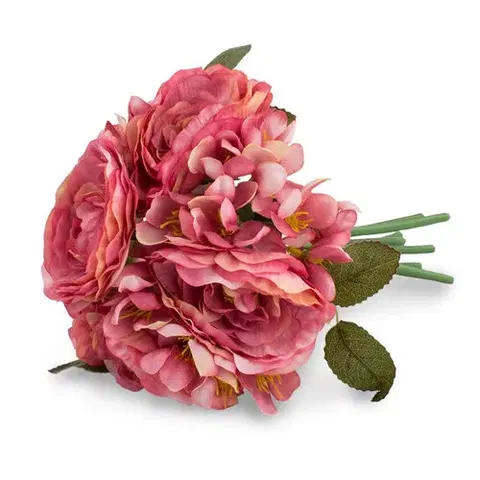 Květiny Umělá kytice Kamélií růžová, 19 x 25 cm