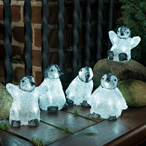 Venkovní vánoční figurky Konstsmide Christmas Sada pěti LED akrylových světelných figurek tučňáčků