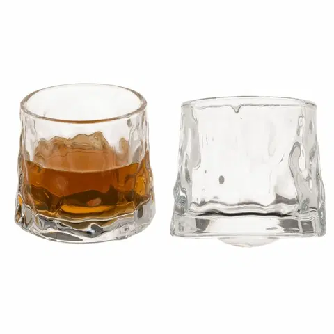Sklenice 2dílná sada houpacích sklenic na whisky Rocks, 180 ml