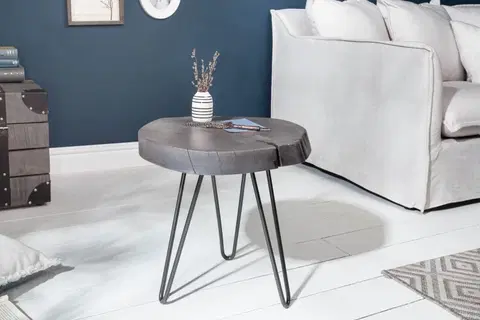 Luxusní a designové příruční stolky Estila Industriální příruční stolek Fylde z masivu