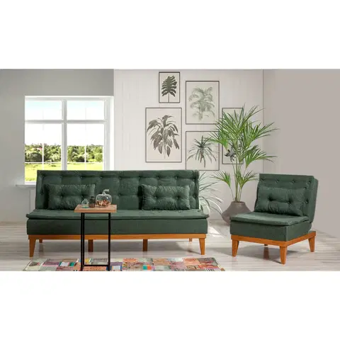Pohovky a gauče Pohovka s křeslem FUOCO zelená