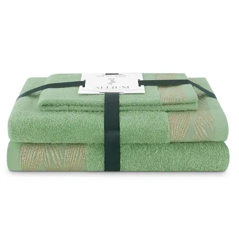 Ručníky AmeliaHome Sada 3 ks ručníků ALLIUM klasický styl světle zelená, velikost 50x90+70x130