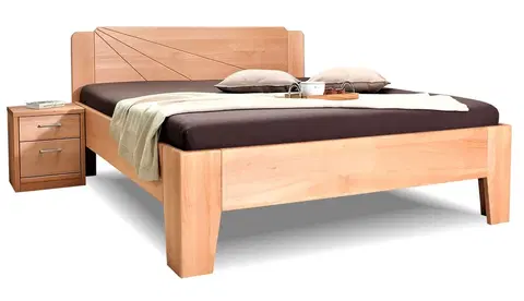 bez úložného prostoru Dřevěná postel z masivu Kleopatra 1, 160x200, 180x200, masiv buk