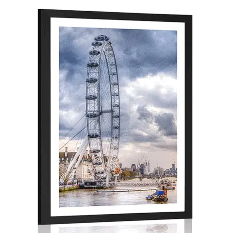 Města Plakát s paspartou jedinečný Londýn a řeka Temže